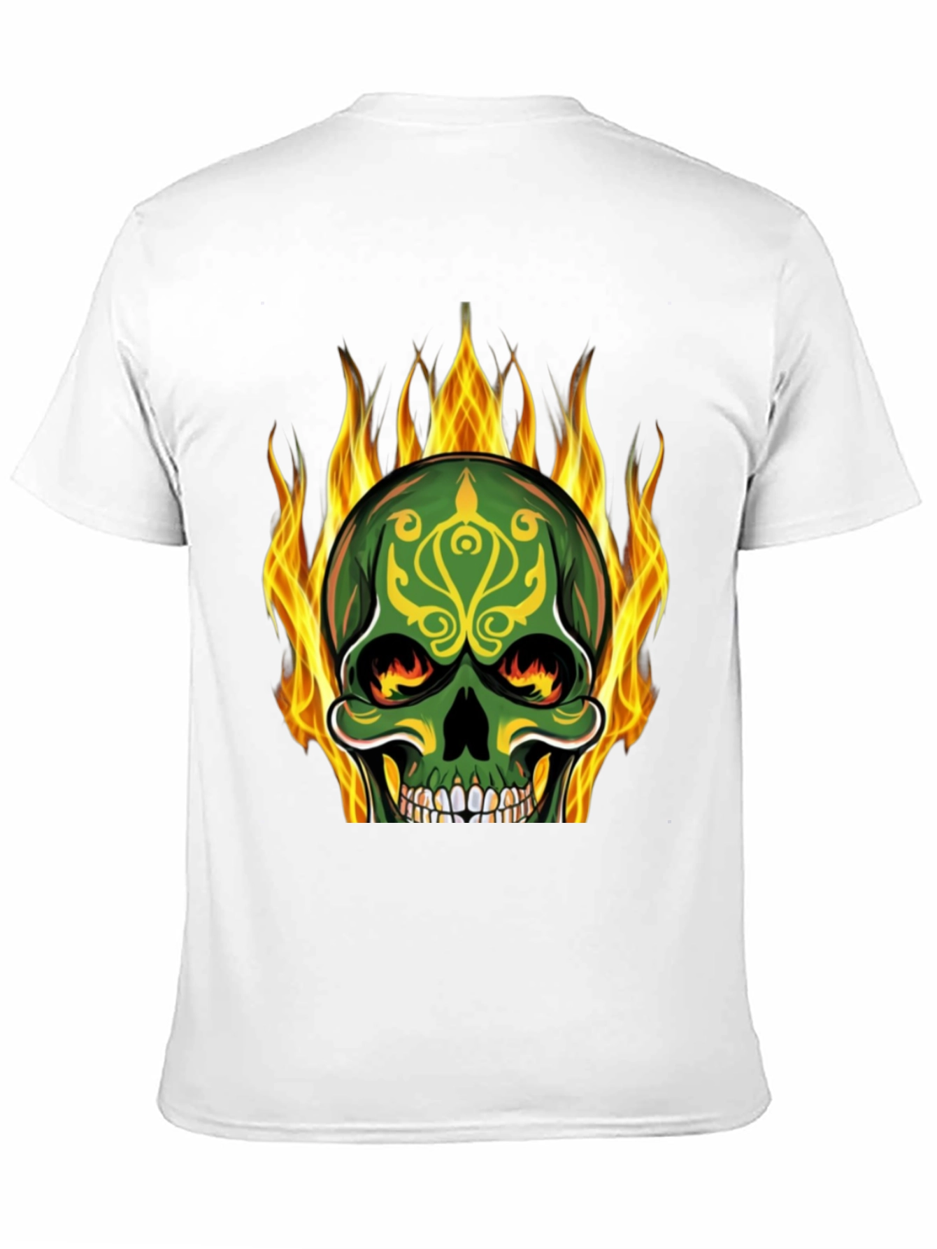 Flaming Skull Graphic Tee - Black Cotton T-Shirt