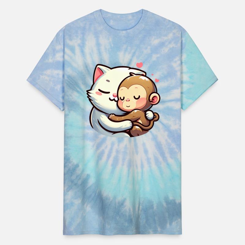 Cuddling Cat And Monkey In Love