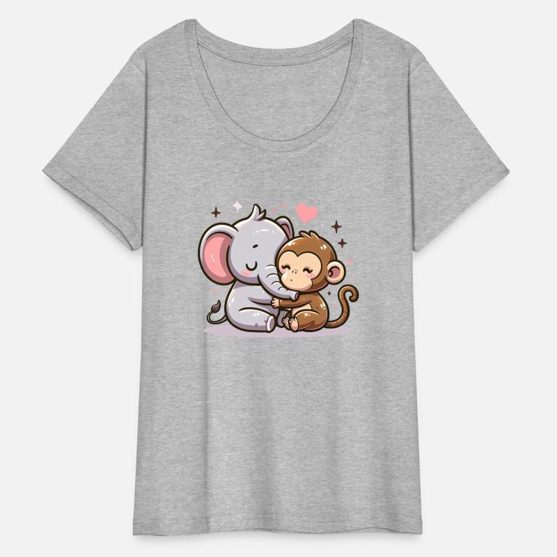 Cuddling Elephant And Monkey In Love