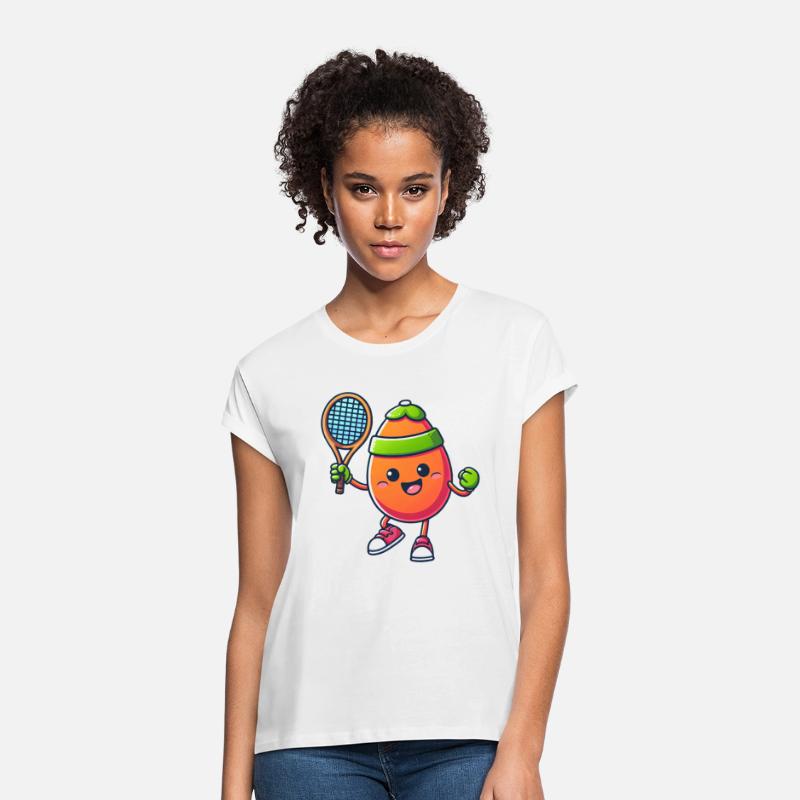 Cute comic Easter egg with tennis racket