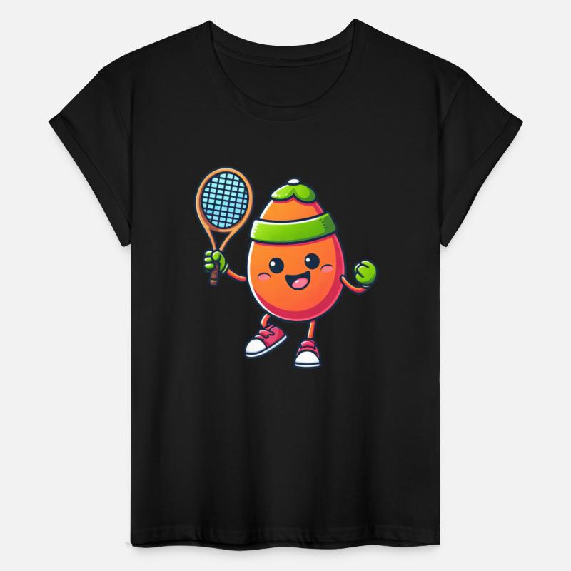 Cute comic Easter egg with tennis racket