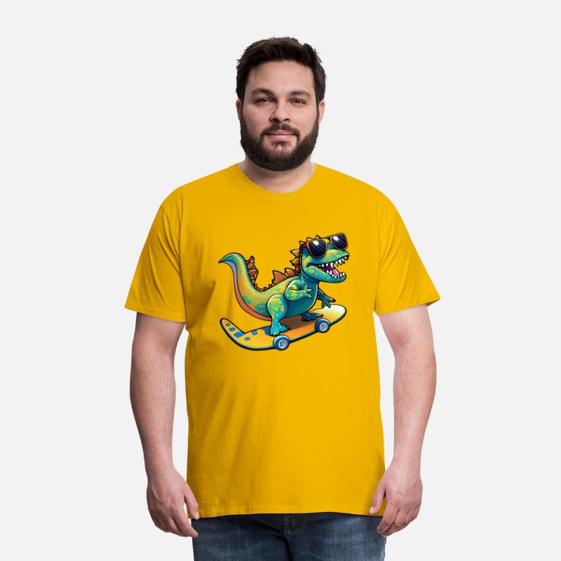 Cute Dinosaur with sunglasses skating skateboard