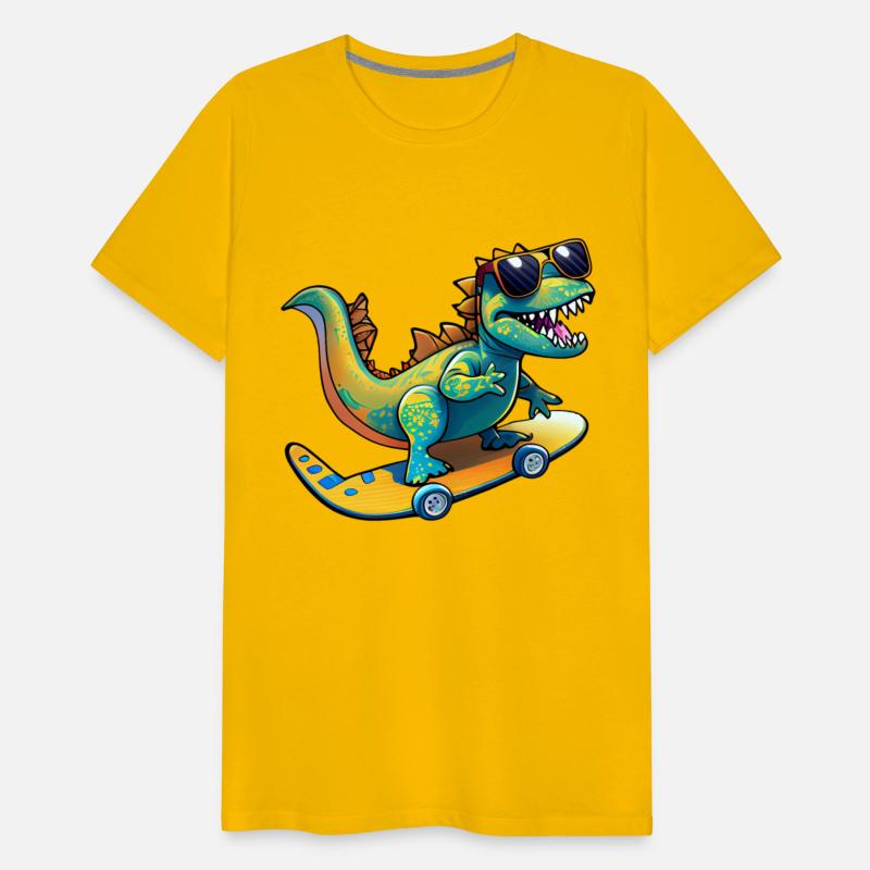 Cute Dinosaur with sunglasses skating skateboard