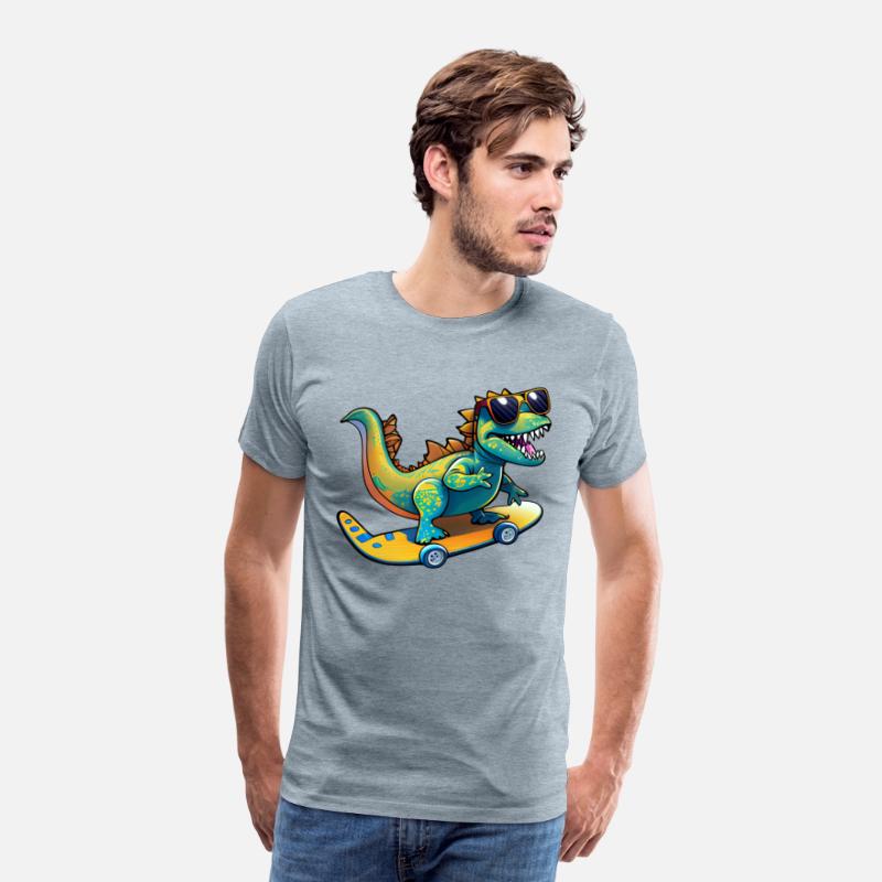 Cute Dinosaur with sunglasses skating skateboard