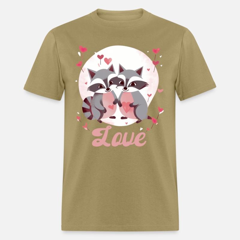 Cute Raccoon Couple with Hearts