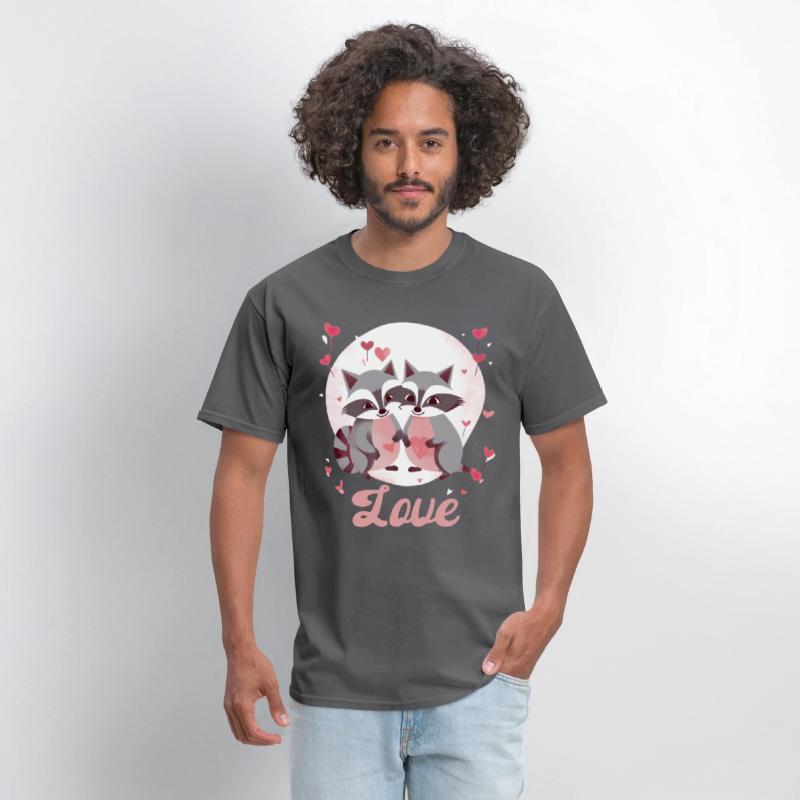 Cute Raccoon Couple with Hearts