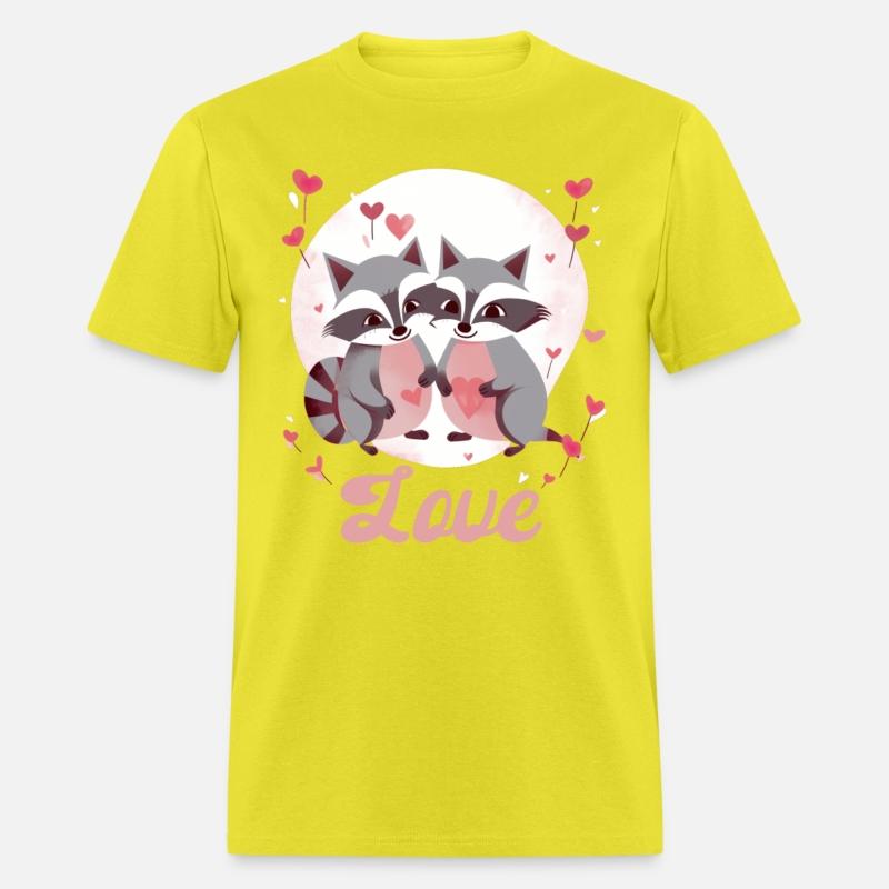 Cute Raccoon Couple with Hearts