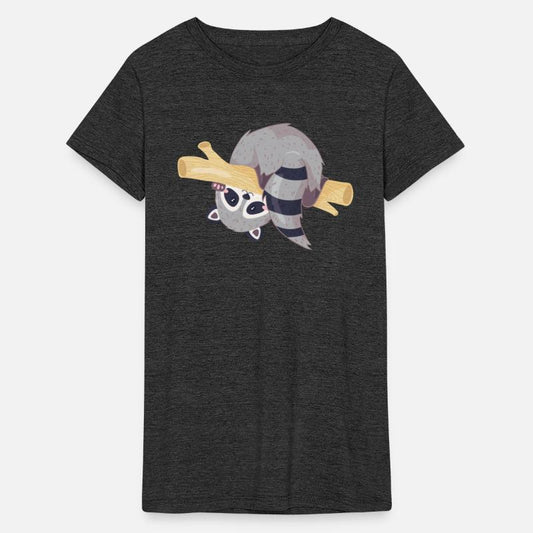 Cute raccoon happy in branch cartoon