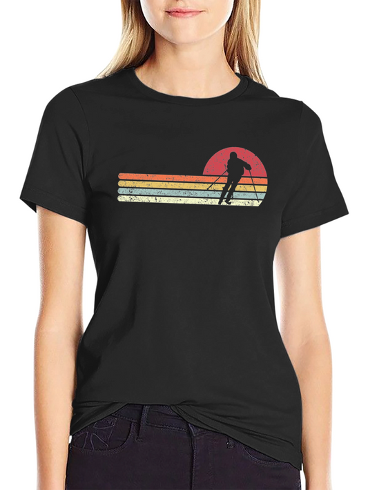 Retro Ski Sunset Graphic T-Shirt
