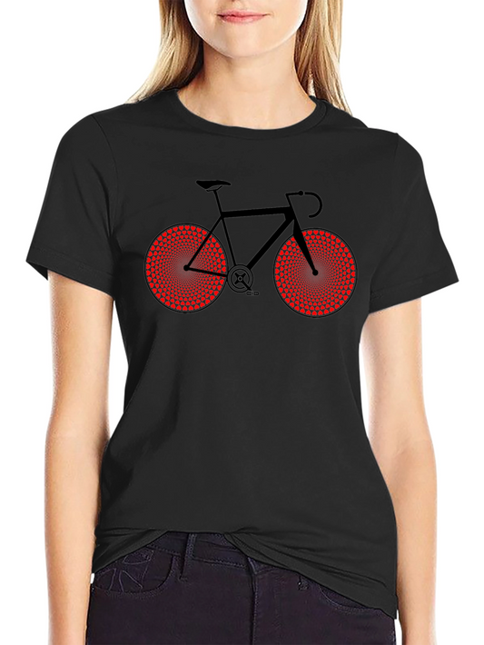 Heart Wheel Bicycle Graphic Tee - Black