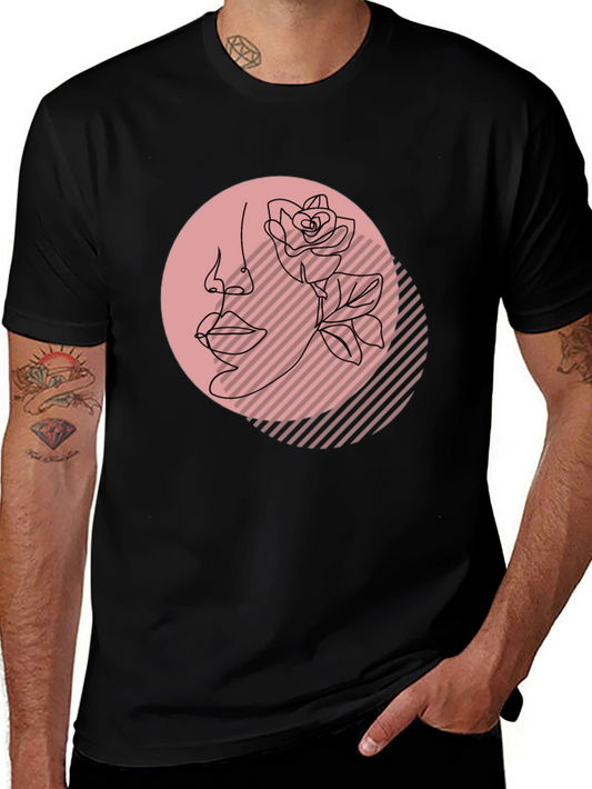 Abstract Rose Woman Graphic Tee - Black