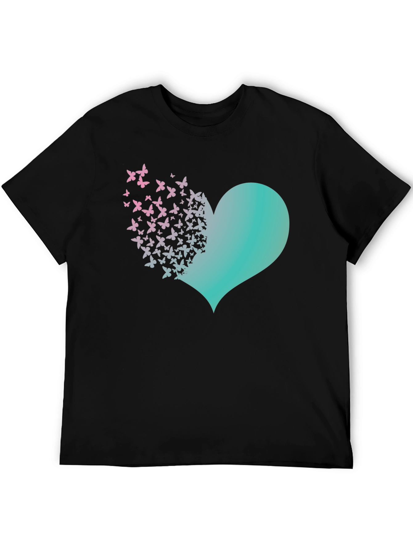 Butterfly Heart Graphic Tee - Black Cotton Blend