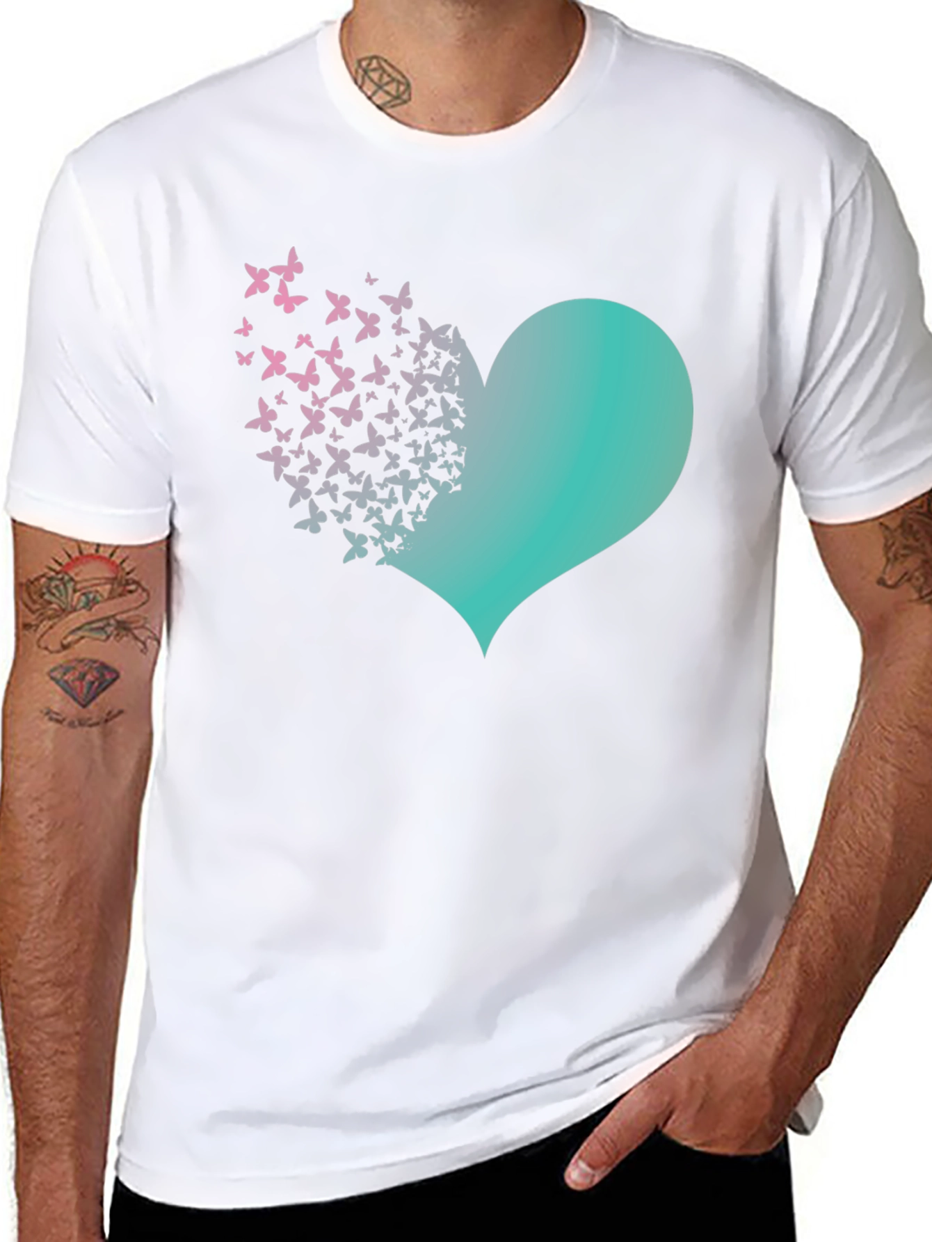Butterfly Heart Graphic Tee - Black Cotton Blend