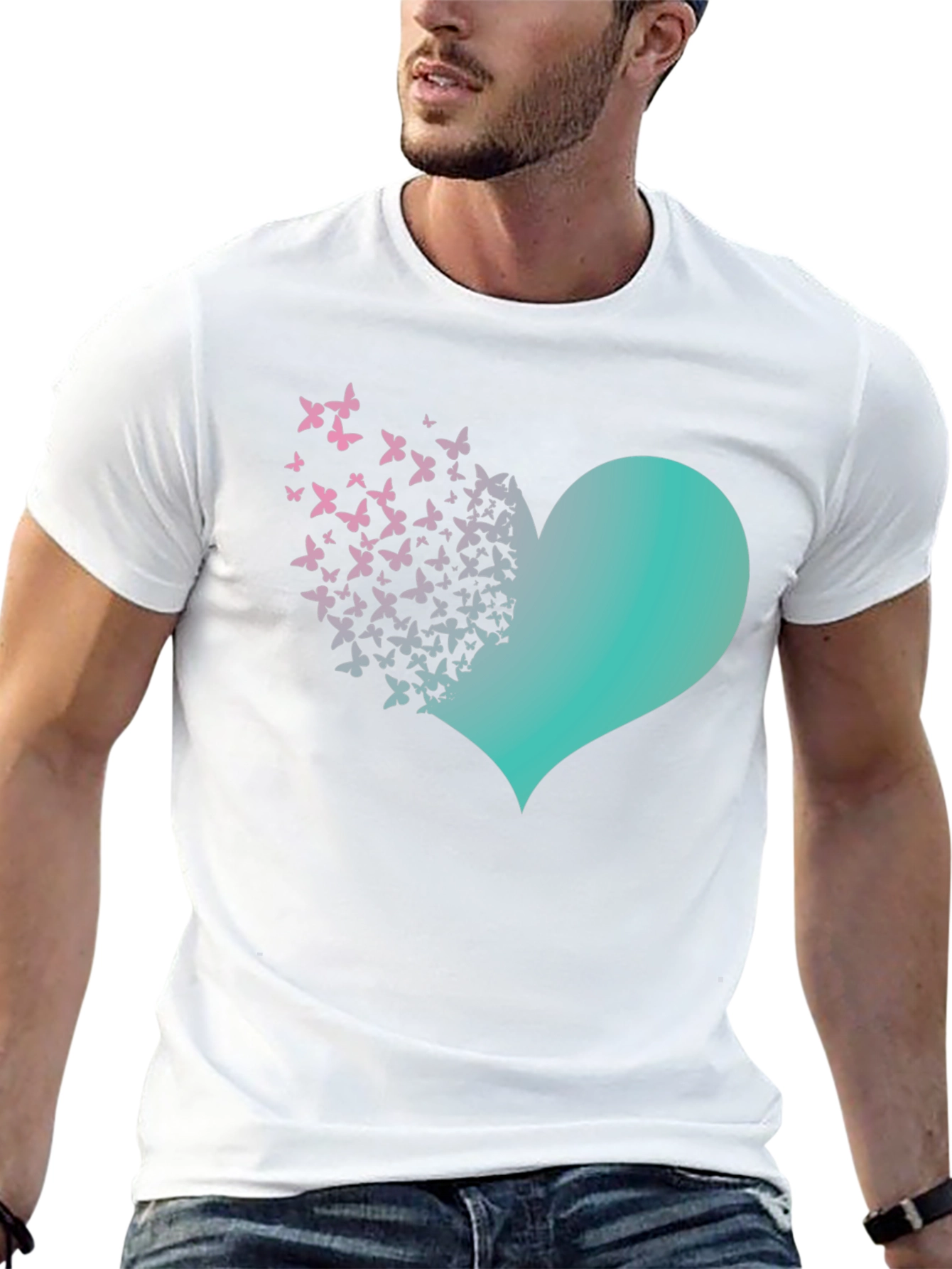 Butterfly Heart Graphic Tee - Black Cotton Blend