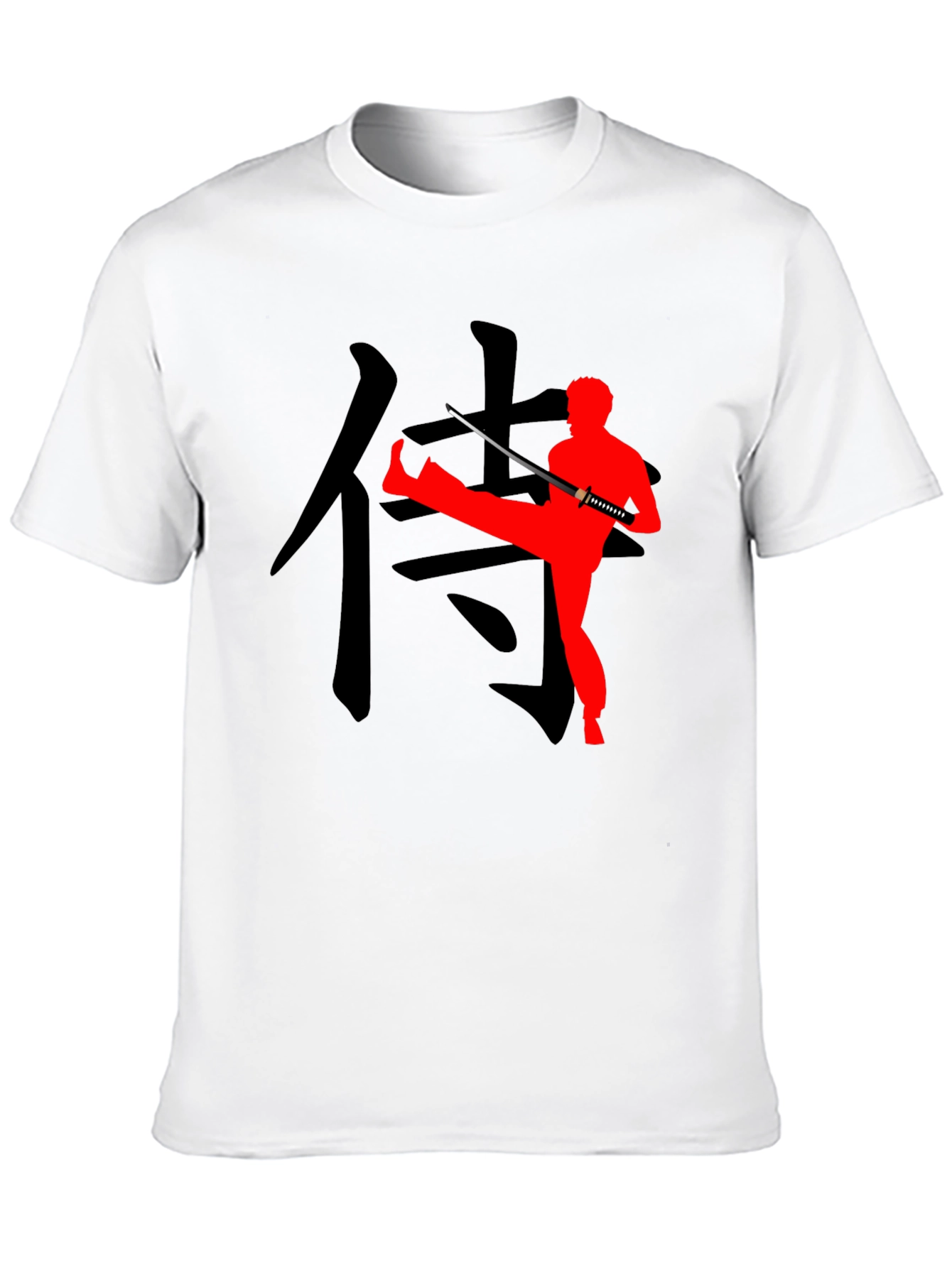 Martial Arts Graphic Tee - Katana & Kanji Design