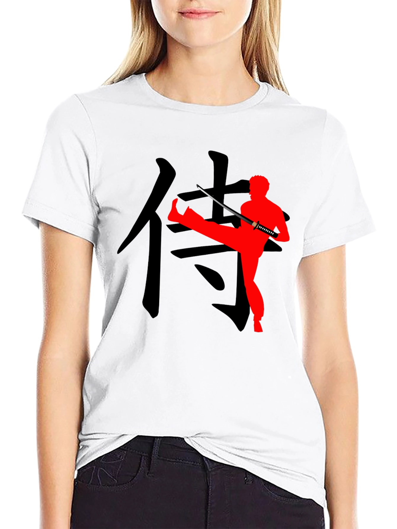 Martial Arts Graphic Tee - Katana & Kanji Design