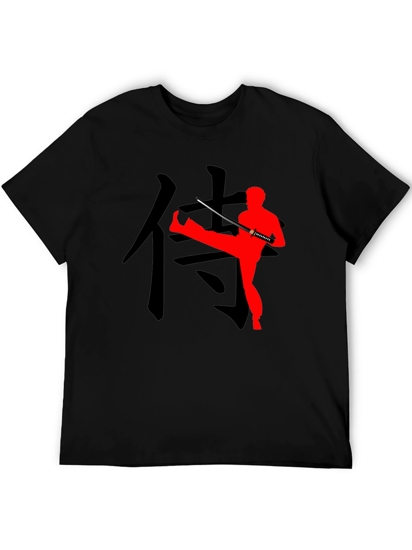Martial Arts Graphic Tee - Katana & Kanji Design