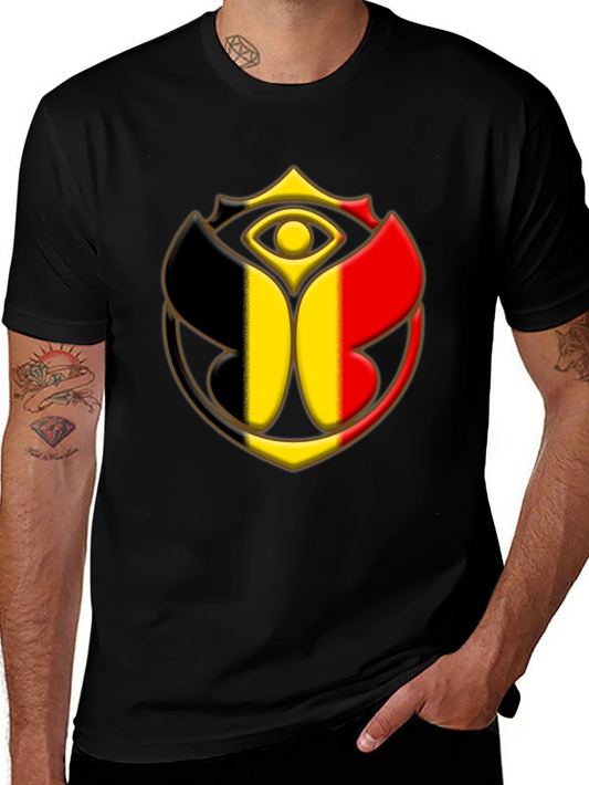 Belgium Flag Tomorrowland Logo Black T-Shirt