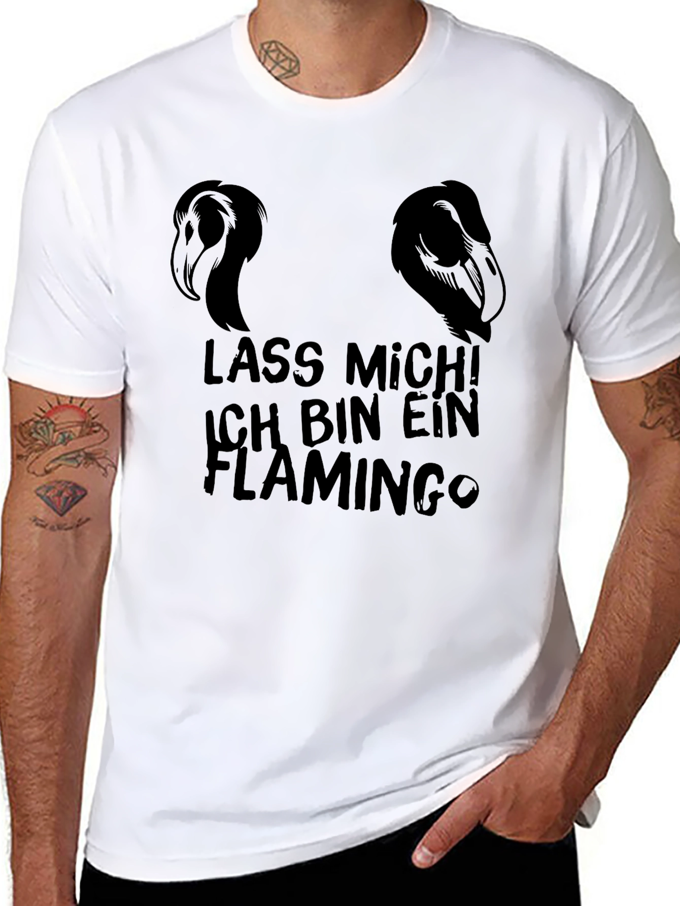 Lass Mich! Flamingo Graphic Black T-Shirt