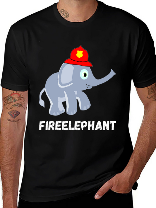 Fire Elephant Graphic Tee - Funny Cartoon Shirt