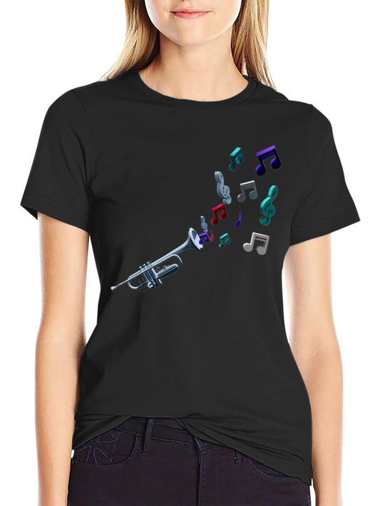 Trumpet Music Notes Black T-Shirt