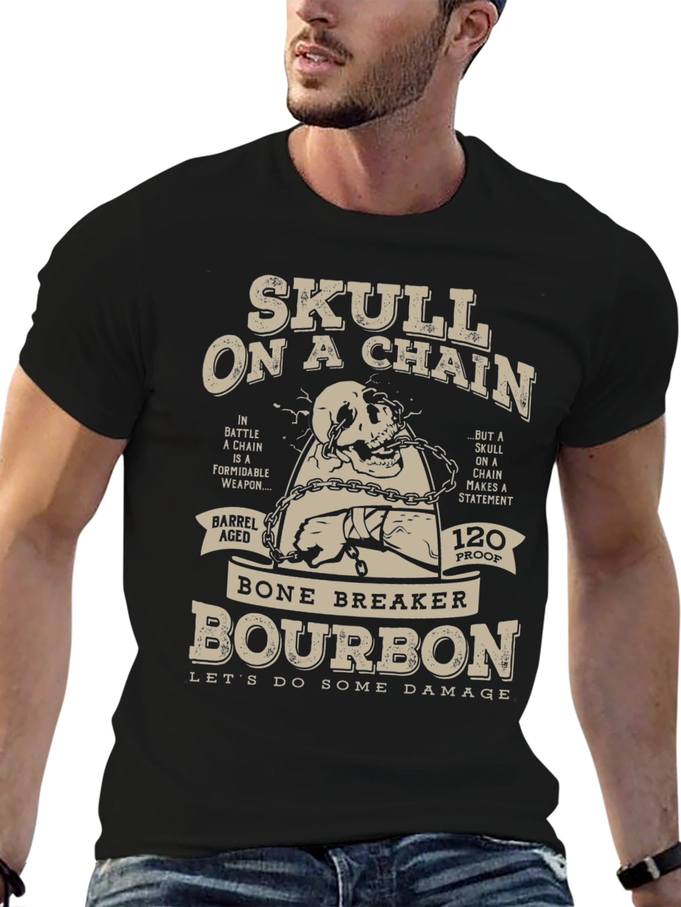 Skull on a Chain Bourbon T-Shirt