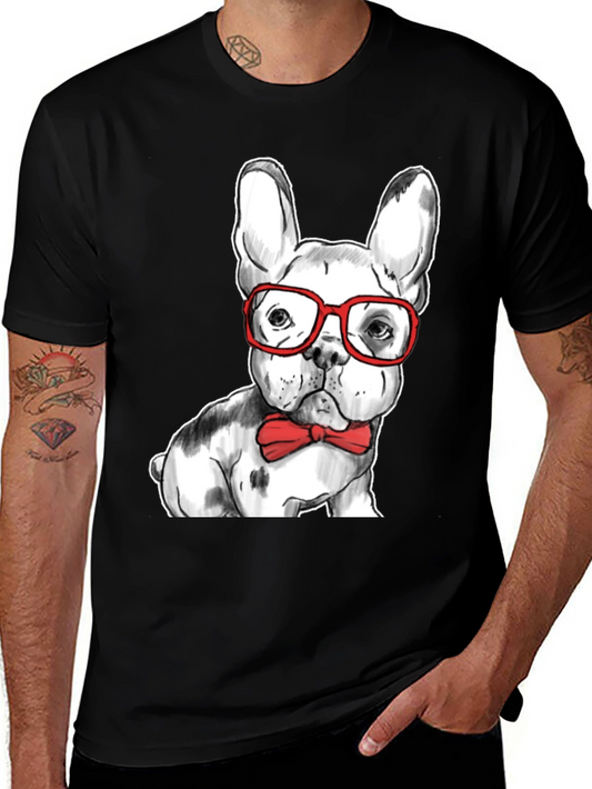 Cool Bulldog Tee with Glasses & Bowtie