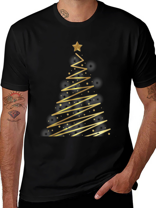 Festive Golden Christmas Tree Graphic Tee