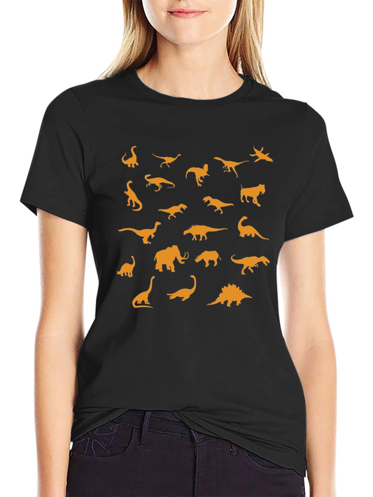 Dinosaur Silhouette Graphic Tee - Black T-Shirt