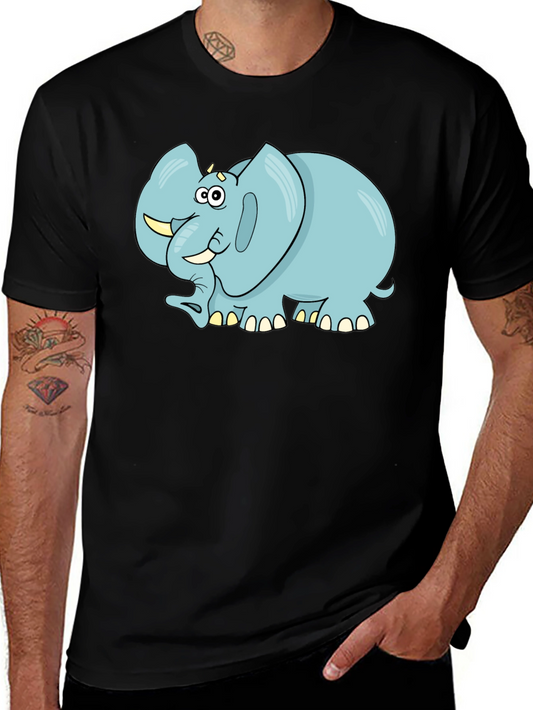 Cartoon Elephant Graphic Tee - Unisex Black T-Shirt