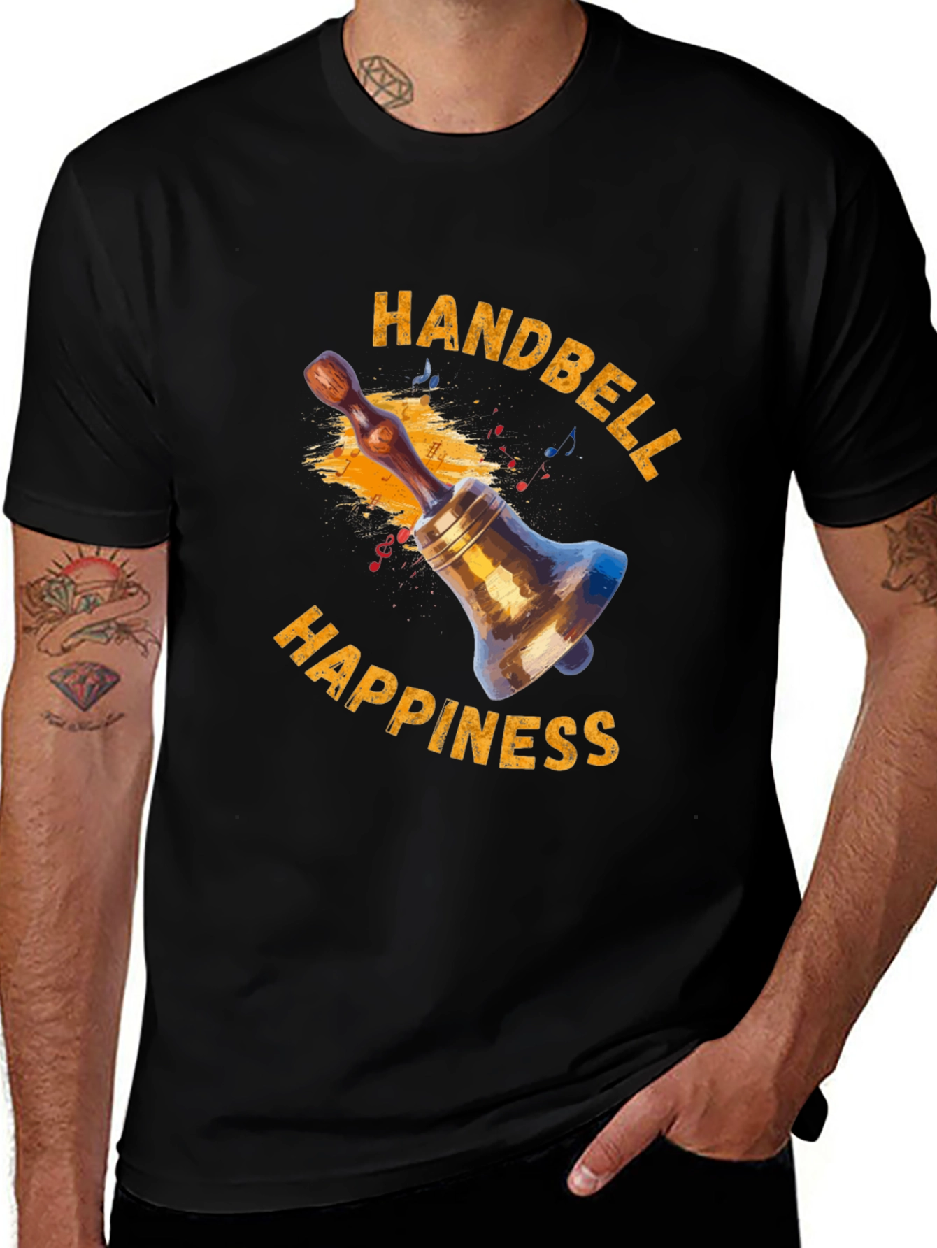 Handbell Happiness Black Graphic T-Shirt