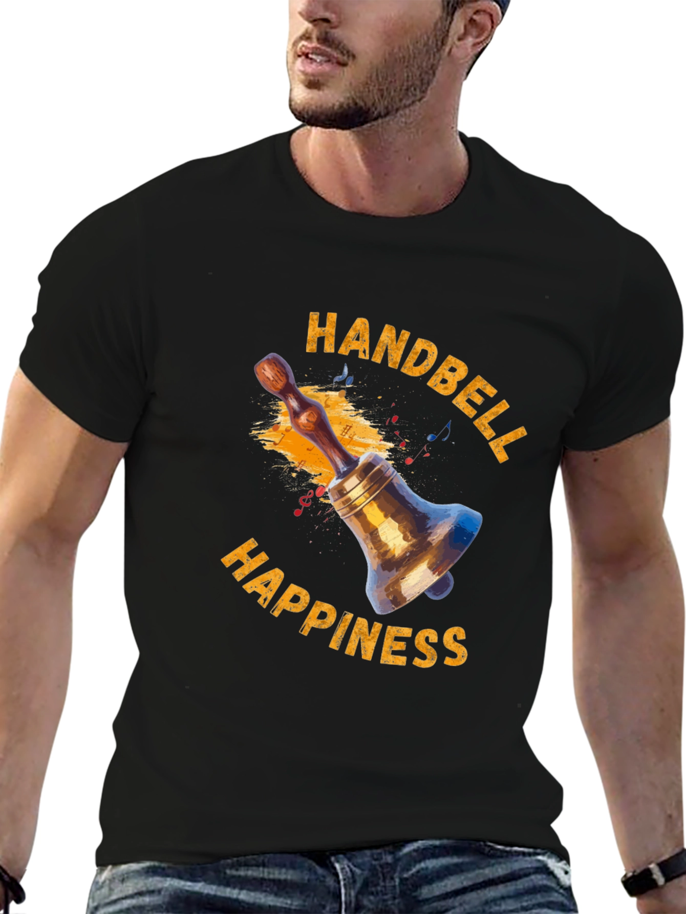 Handbell Happiness Black Graphic T-Shirt