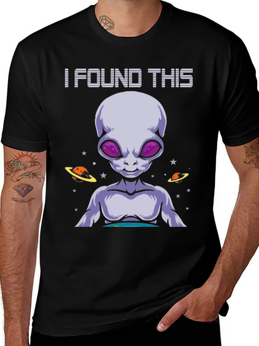 I Found This Alien Graphic Tee - Black Cotton T-Shirt