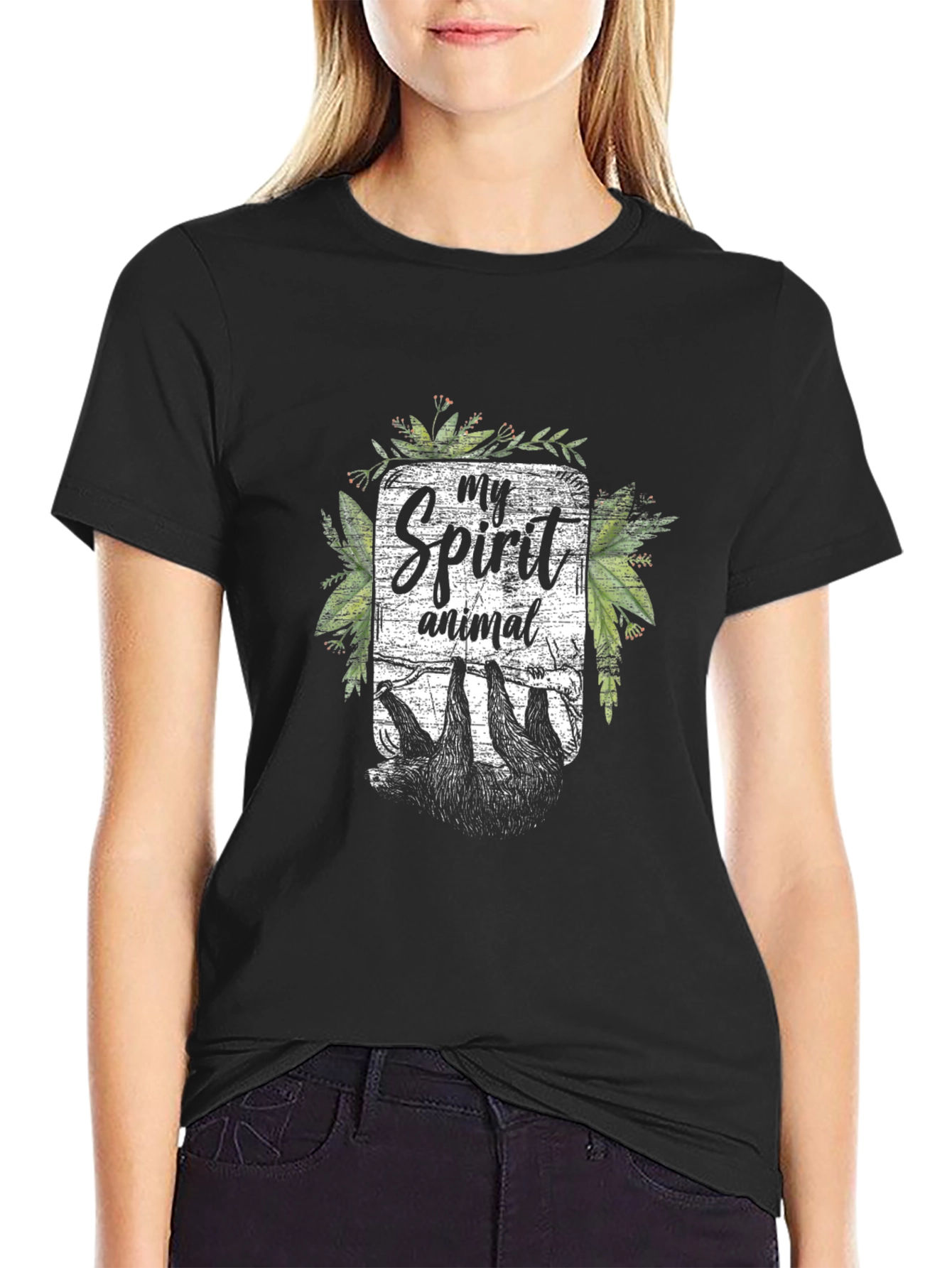 My Spirit Animal Sloth Graphic Tee - Black