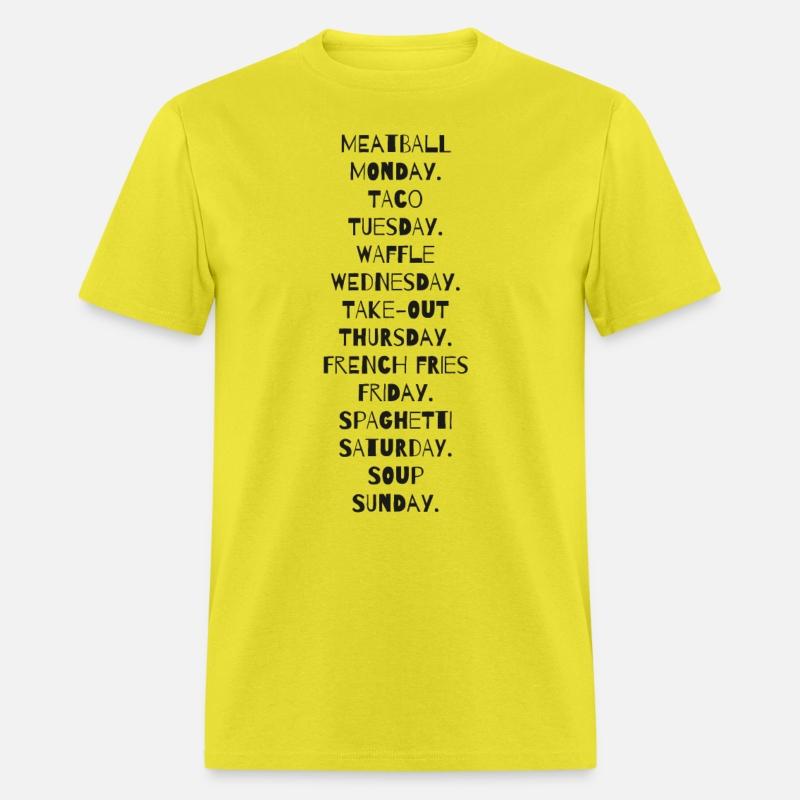 Days of the week with corresponding food.