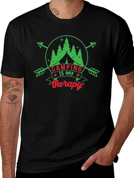 Camping is My Therapy Graphic Tee - Black