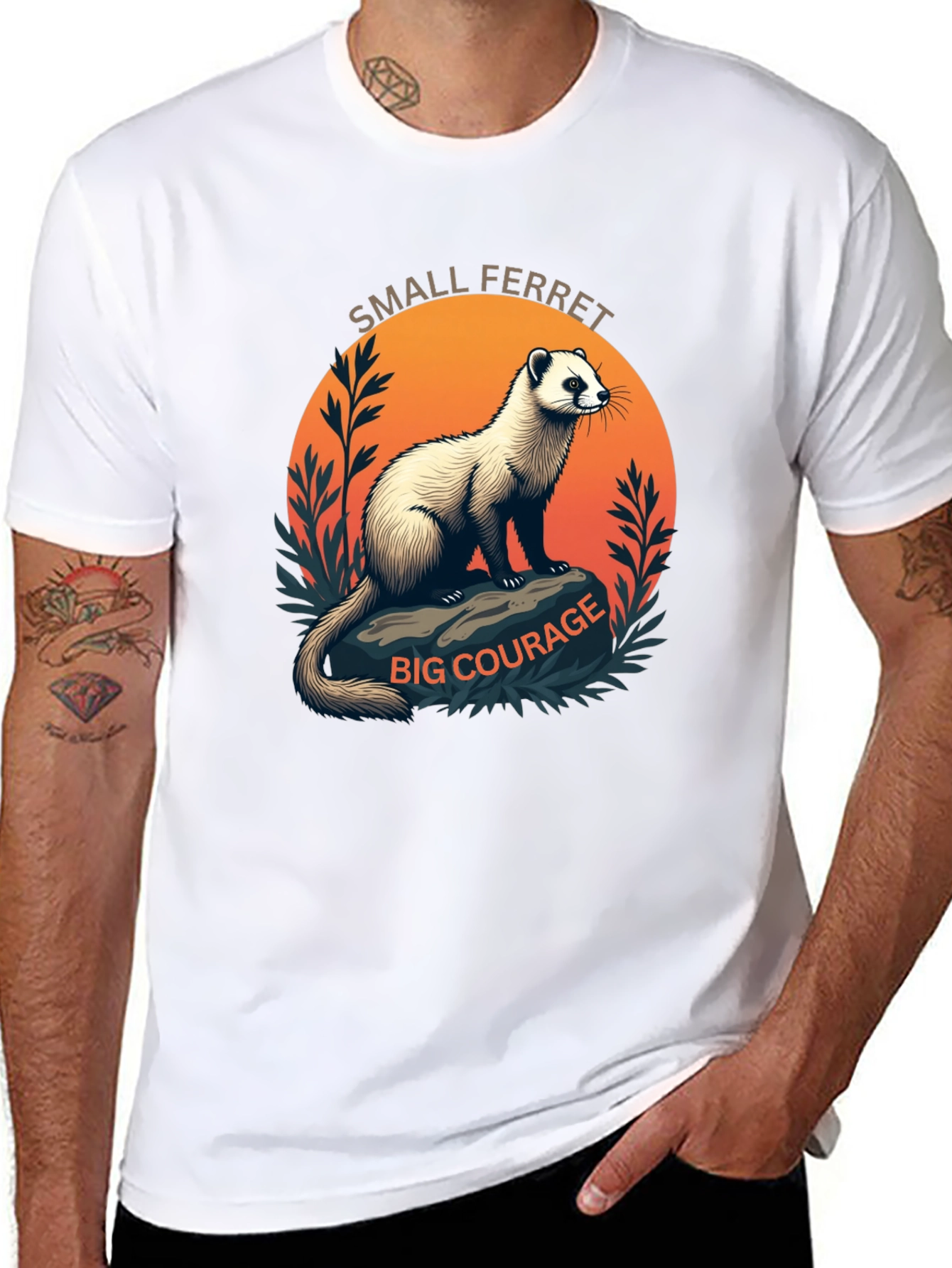 Small Ferret Big Courage Graphic T-Shirt