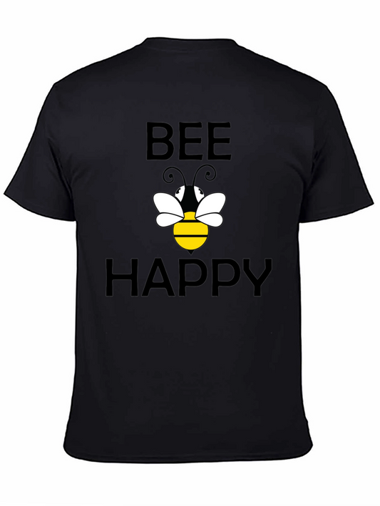 Bee Happy Graphic T-Shirt - Black Cotton