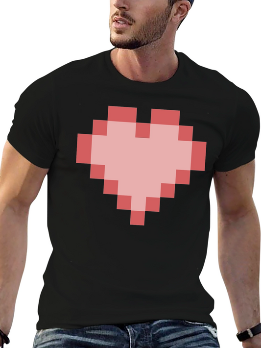 Pixel Heart Graphic T-Shirt - Gamer Style