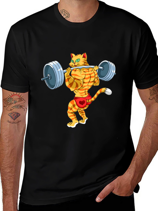 Weightlifting Cat T-Shirt - Funny Gym Workout Tee