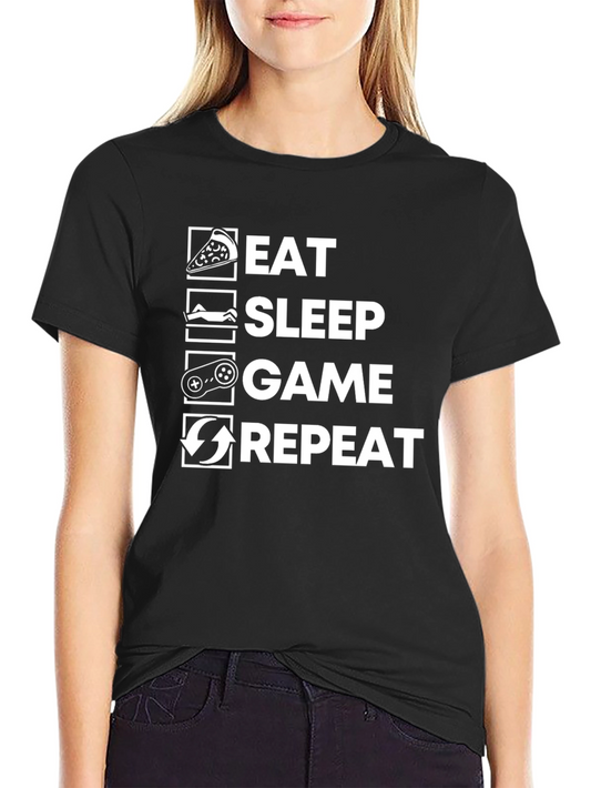 Eat Sleep Game Repeat Black T-Shirt