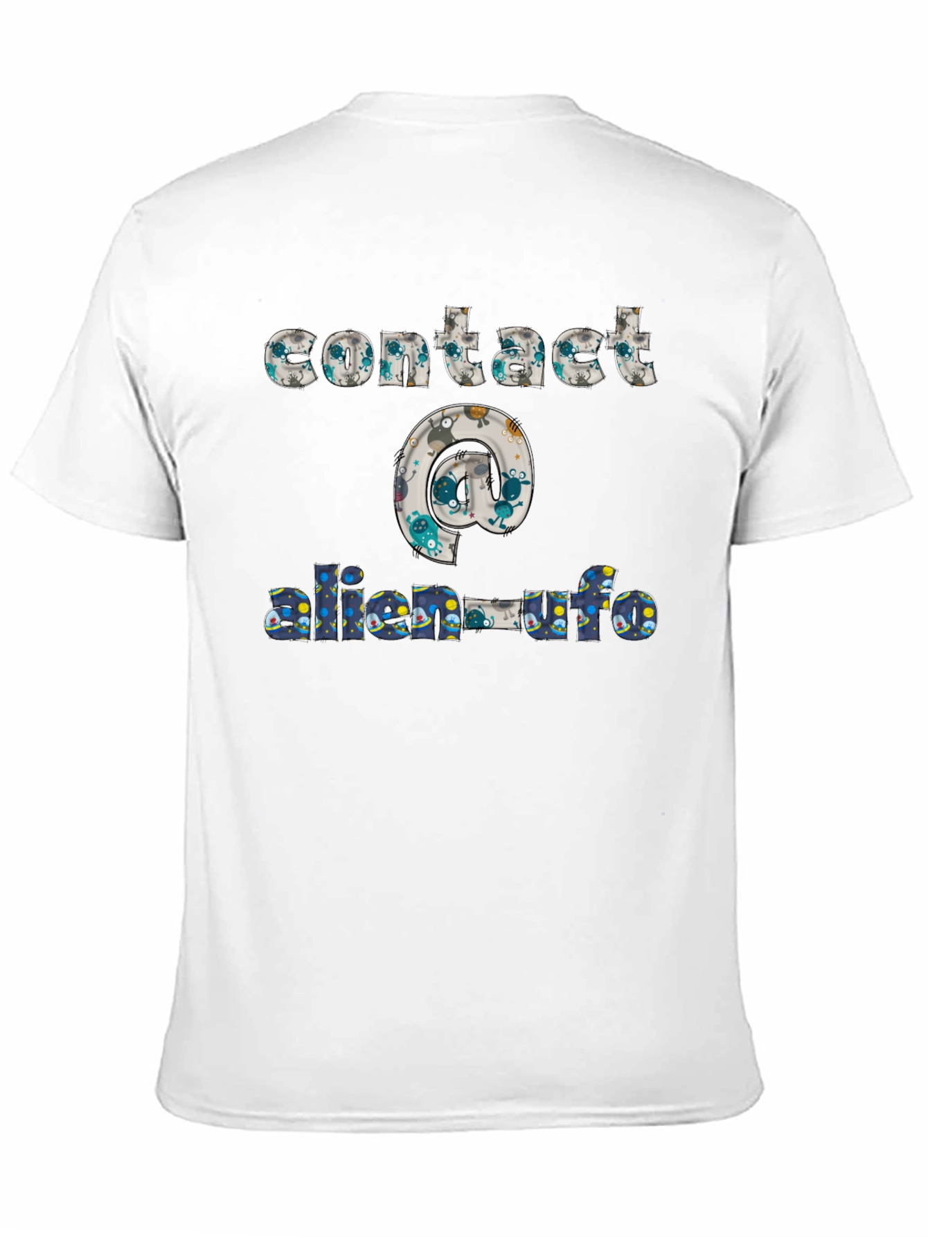 Contact Alien UFO T-Shirt Black Cotton