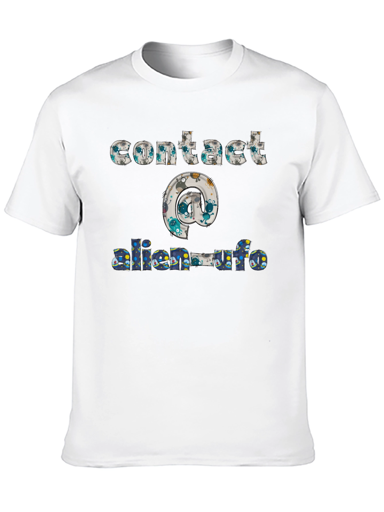 Contact Alien UFO T-Shirt Black Cotton