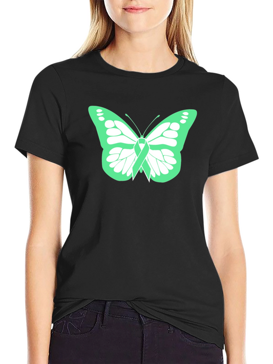 Green Ribbon Butterfly Graphic Tee - Awareness Shirt