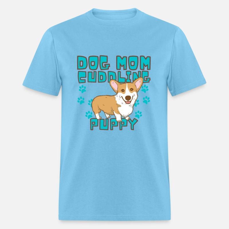 DOG MOM CUDDLING PUPPY , DOGS LOVERS