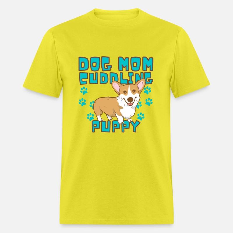 DOG MOM CUDDLING PUPPY , DOGS LOVERS