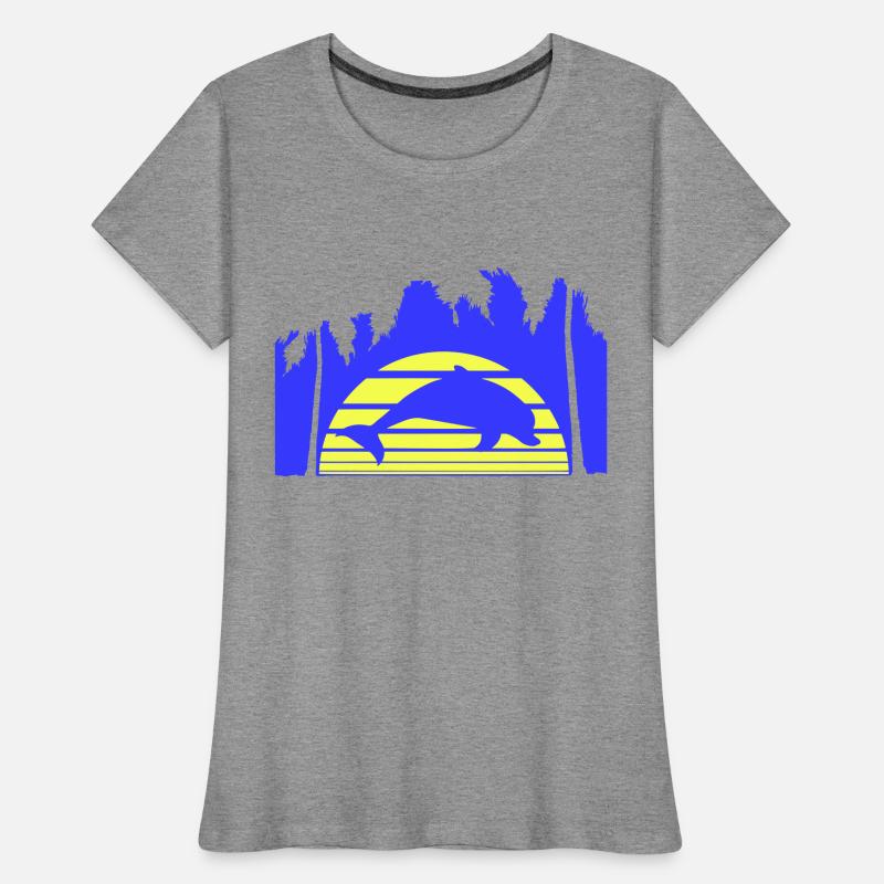 Dolphin Jumping Lines Sun Palm Cool Fun Silhouette