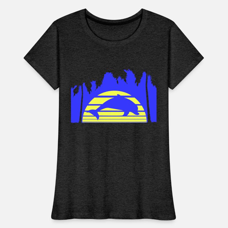 Dolphin Jumping Lines Sun Palm Cool Fun Silhouette