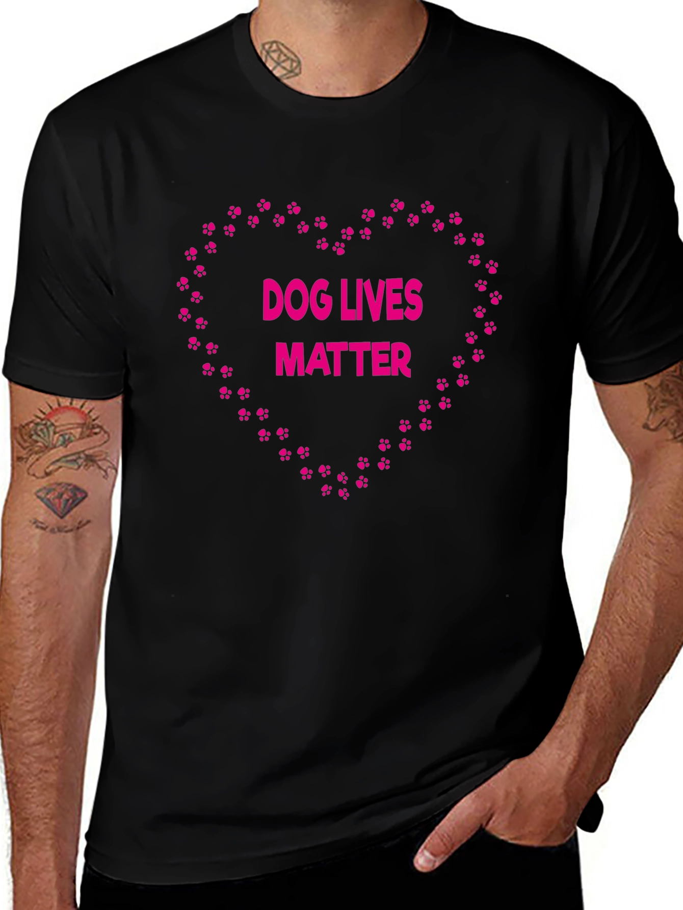 Dog Lives Matter Paw Print Heart Graphic Tee