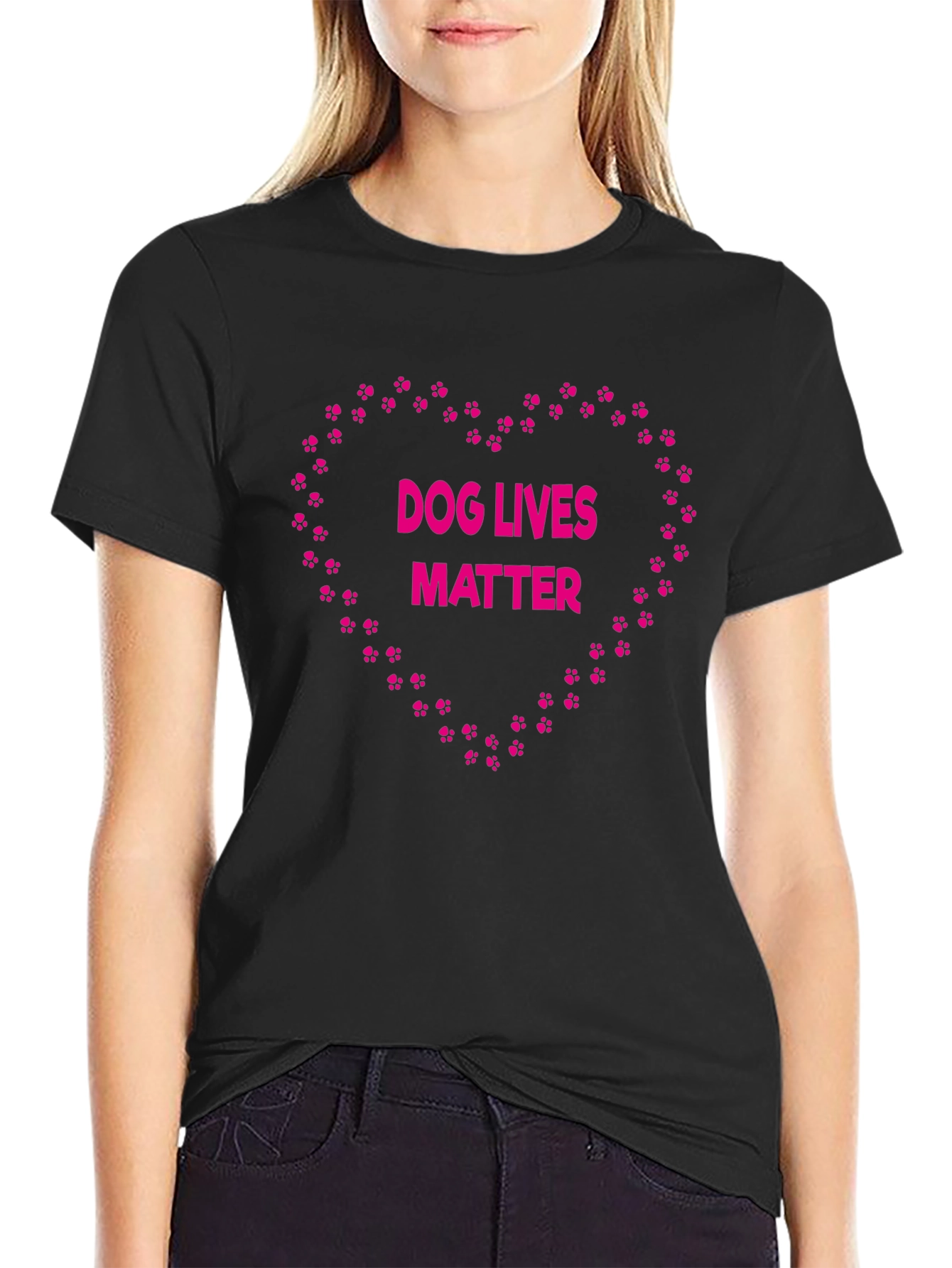 Dog Lives Matter Paw Print Heart Graphic Tee